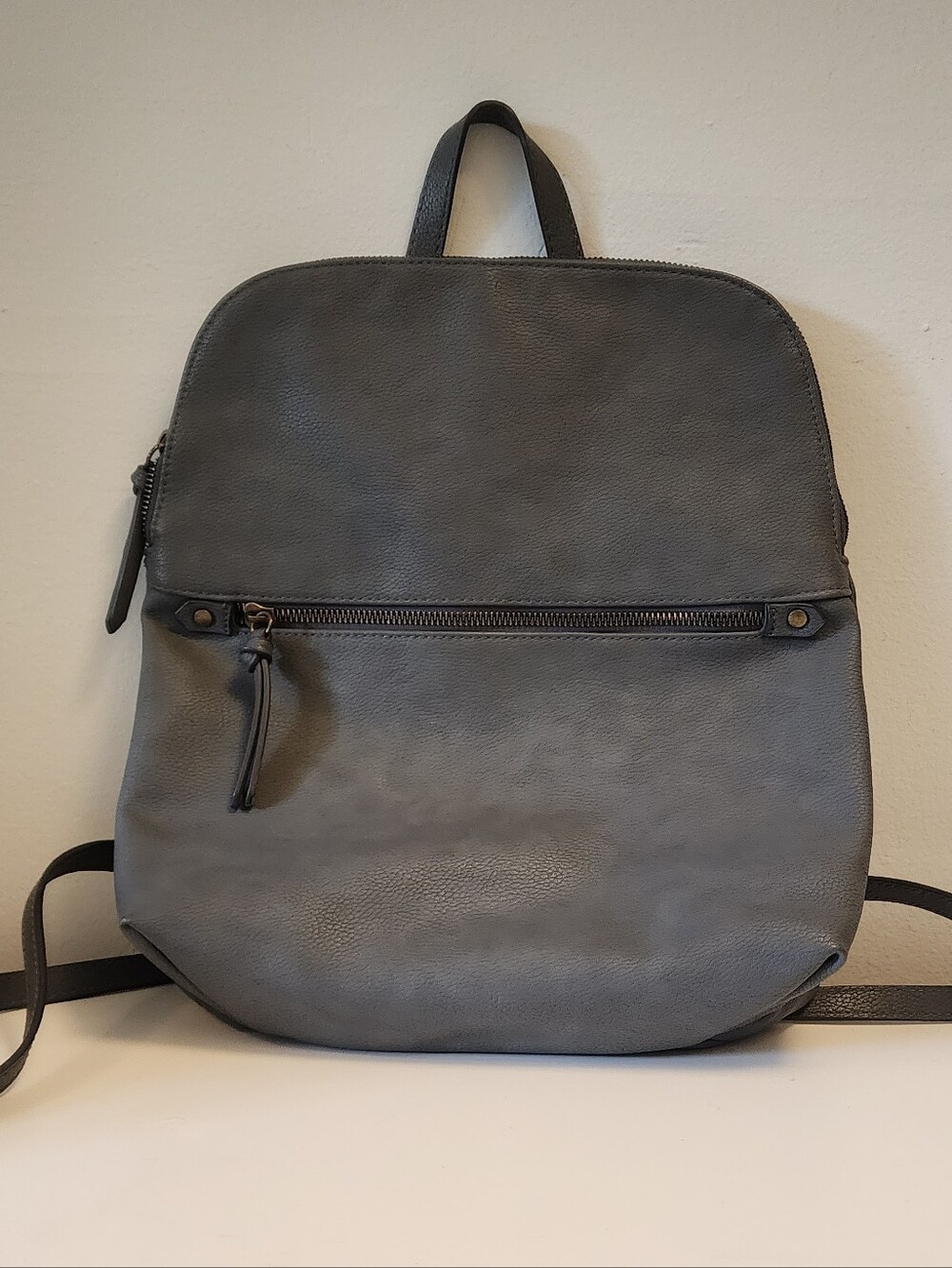 Sonoma Goods For Life Riley Slate Gray Faux Leather Backpack Purse EUC